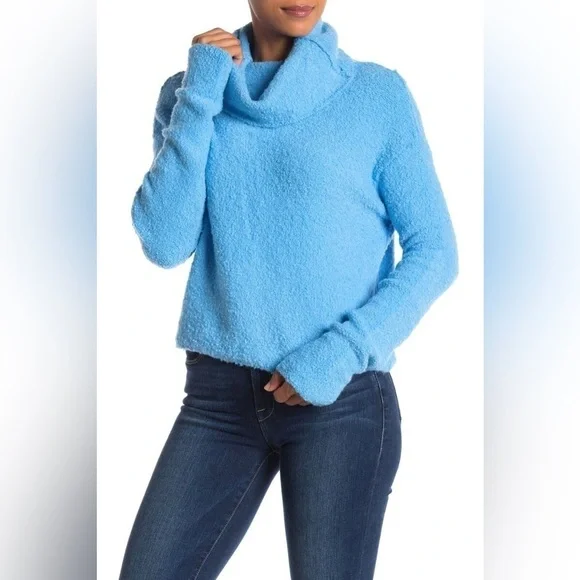 Free People Women's Stormy Cowl Neck Pullover, Size M, Blue - Picture 5 of 10